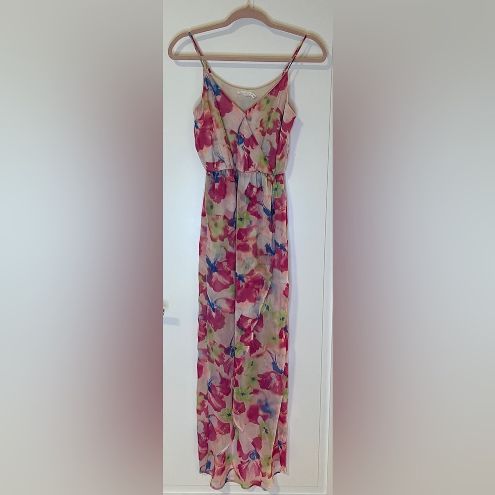 Lush Watercolor Floral Print Dress, XS